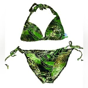 B.Split animal print Bikini